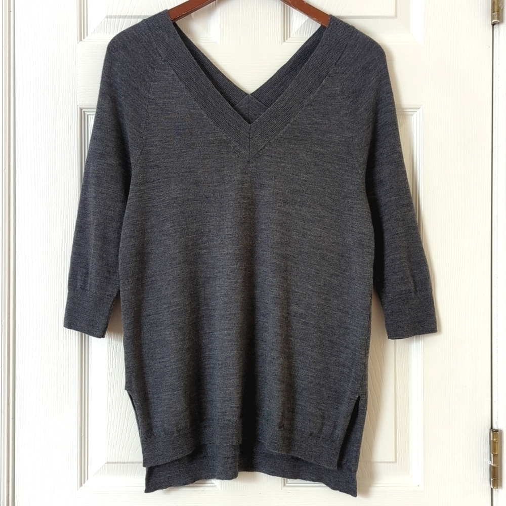 Moth Anthropologie Merino Wool Double Sided V-neck Quarter Sleeve Sweater XS